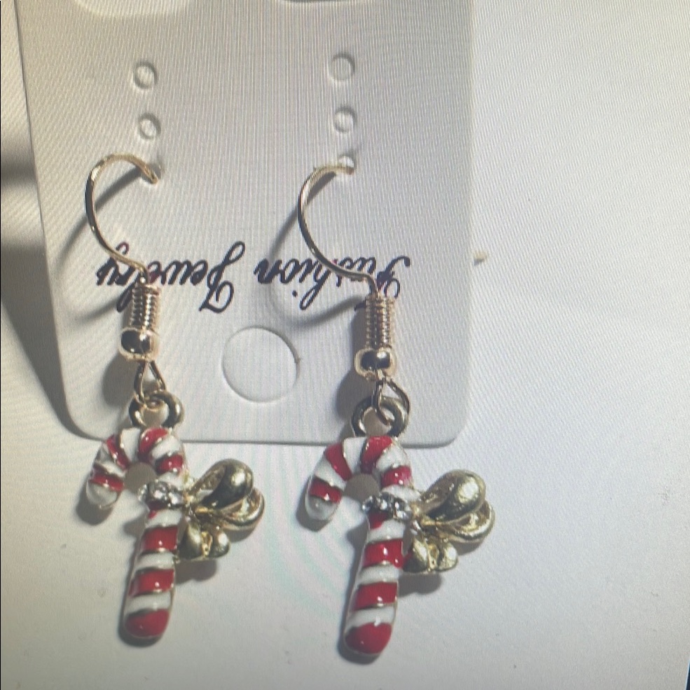 Festive Red And White Christmas Earrings